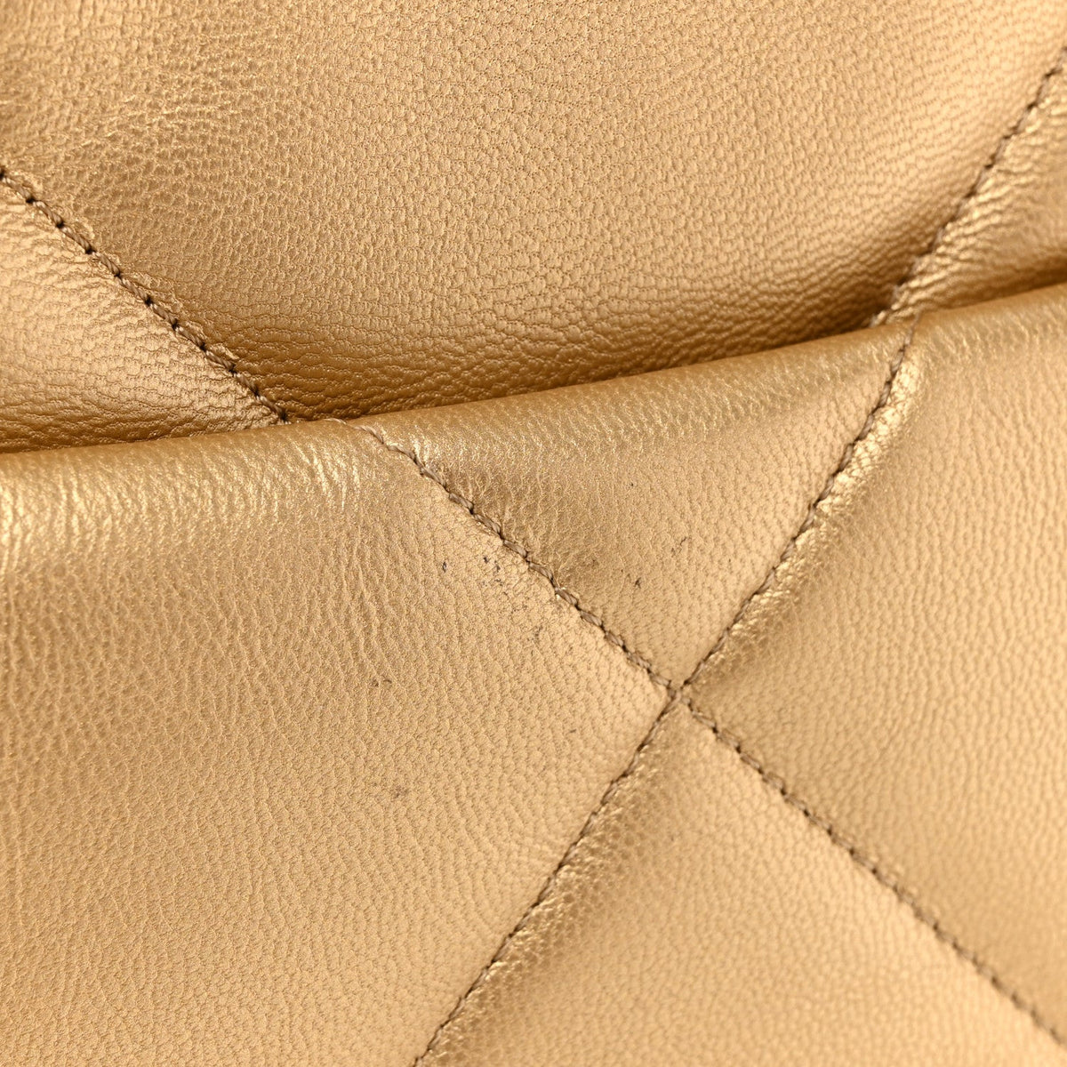 Metallic Goatskin Quilted Medium Chanel 19 Flap Gold