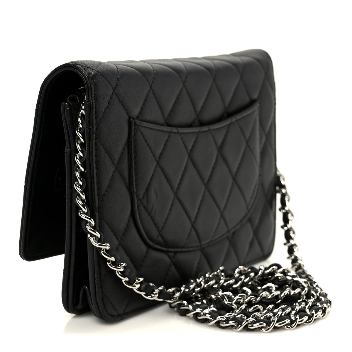 Lambskin Quilted Wallet On Chain WOC Black