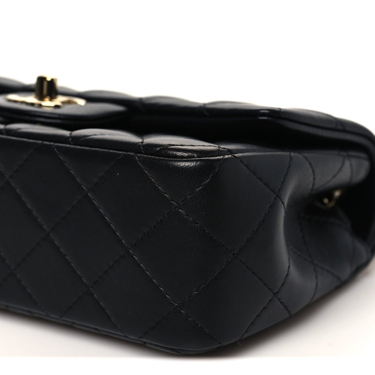 Lambskin Quilted Mini Rectangular Flap Black