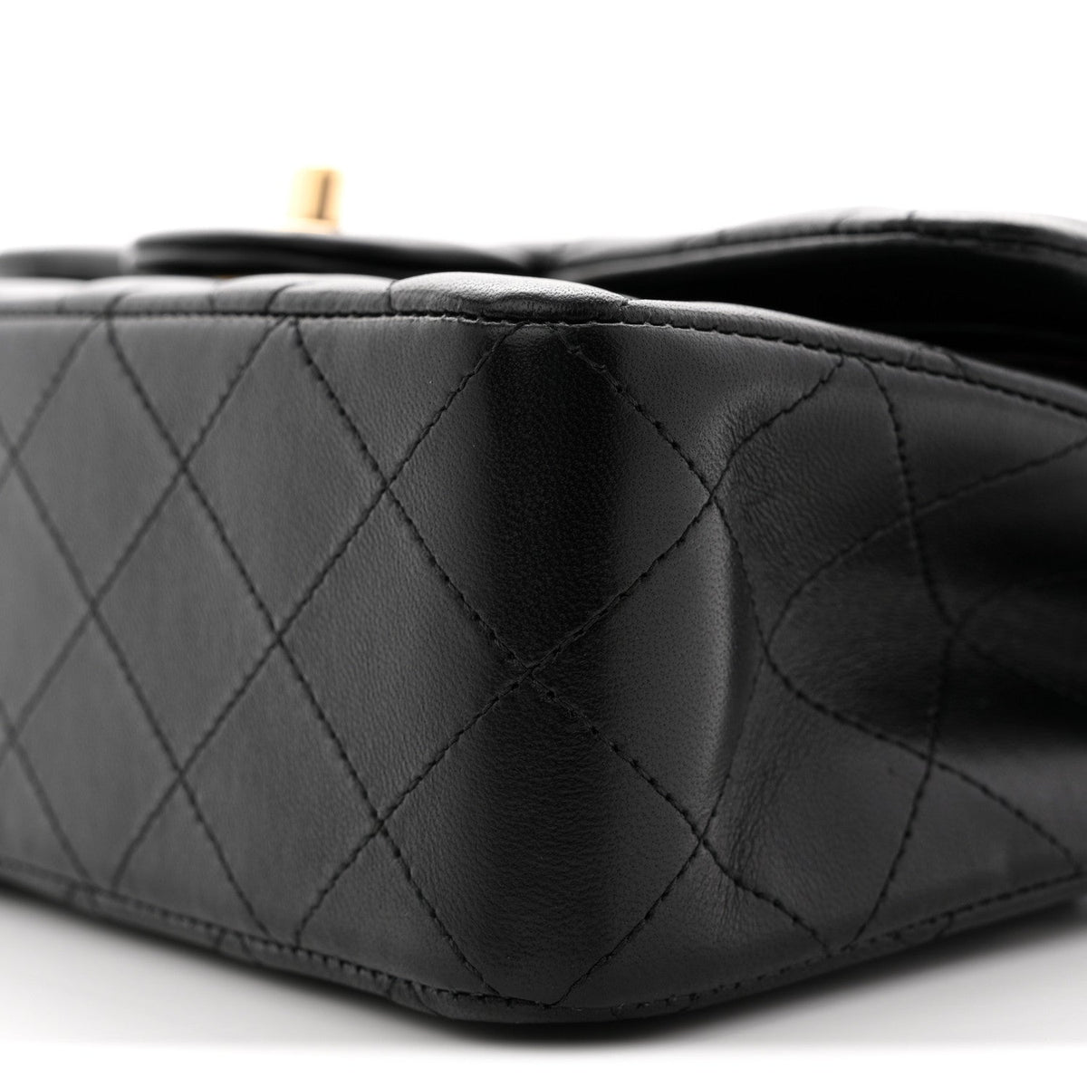 Lambskin Quilted Small Double Flap Black