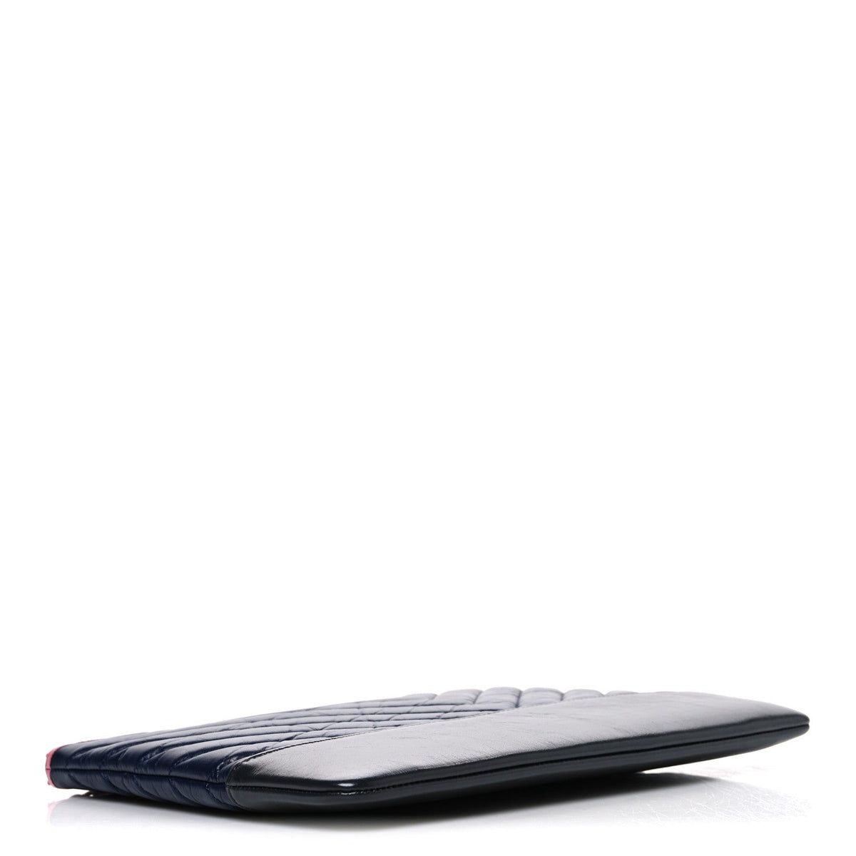 Aged Calfskin Chevron Quilted Medium Gabrielle Cosmetic Case Dark Pink Navy Charcoal