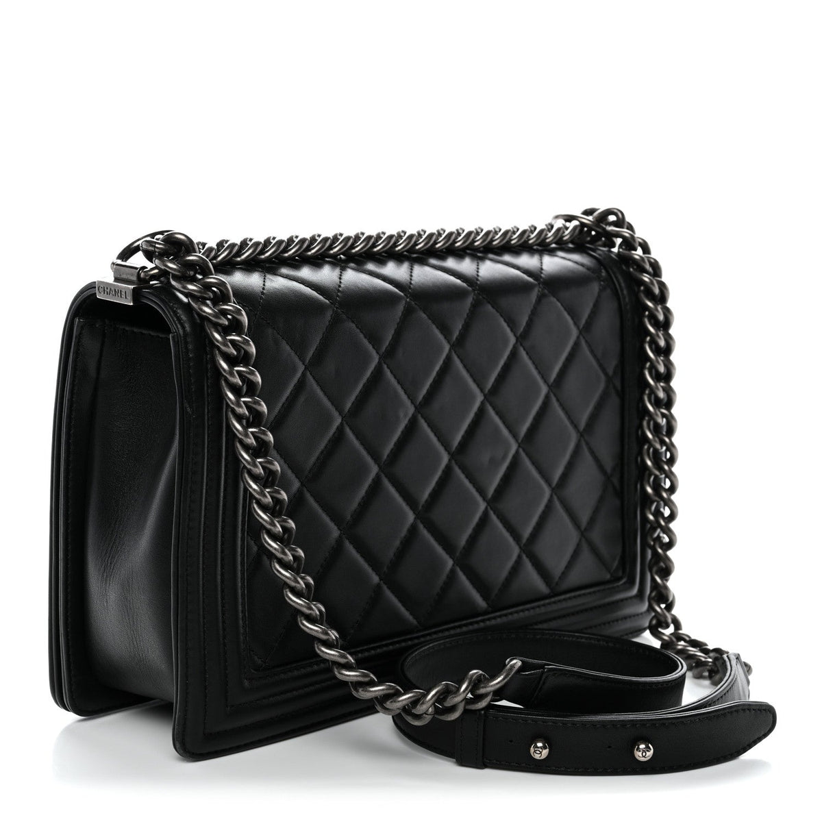Calfskin Quilted Medium Boy Flap Black