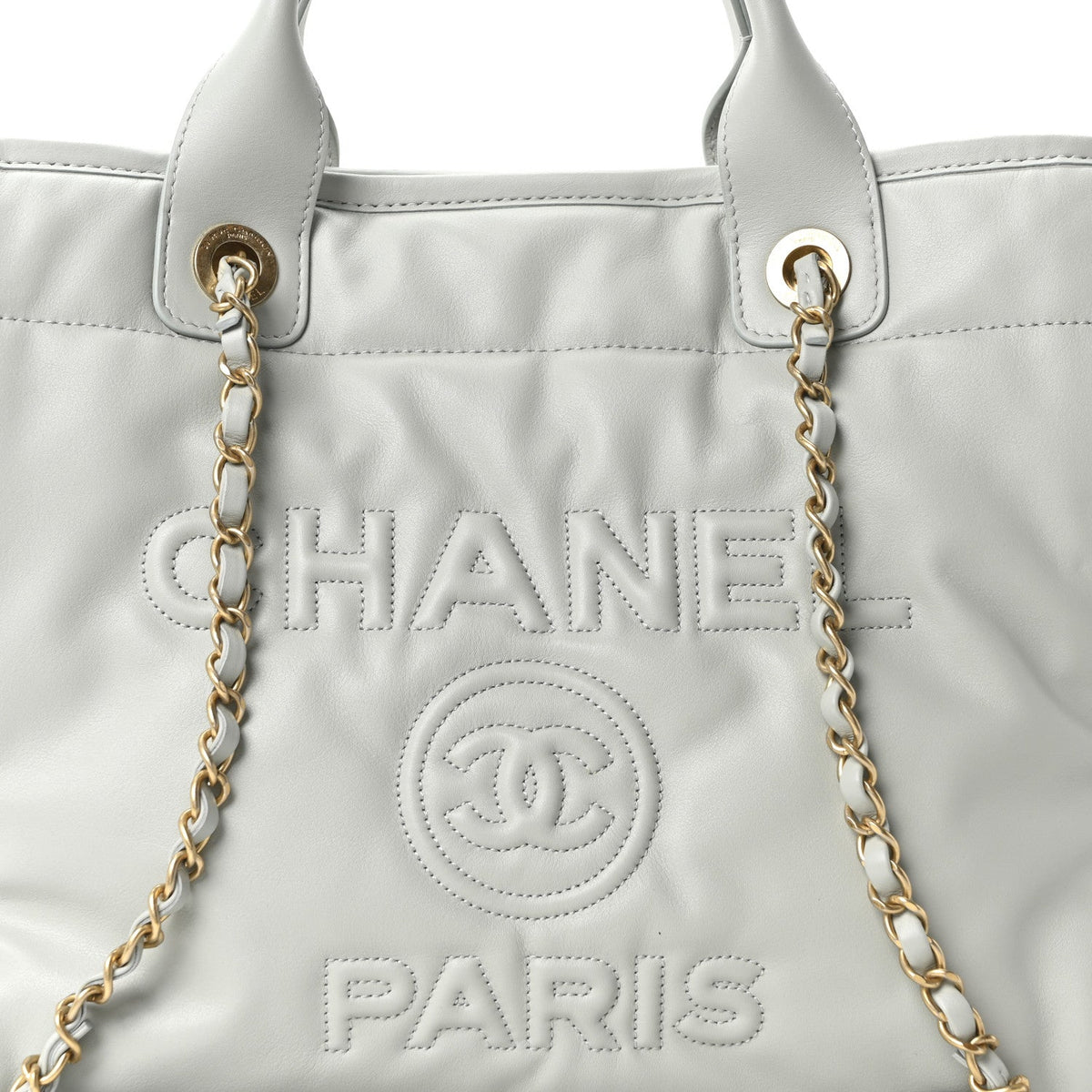 Calfskin Small Deauville Tote Light Grey