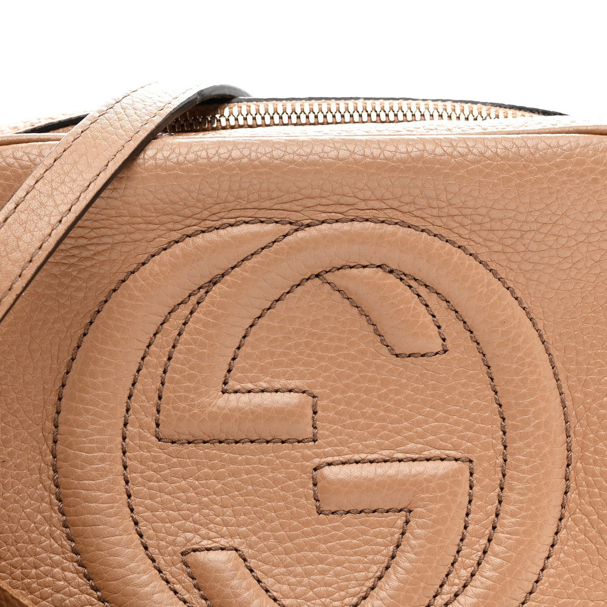 Pebbled Calfskin Small Soho Disco Bag Rose Beige