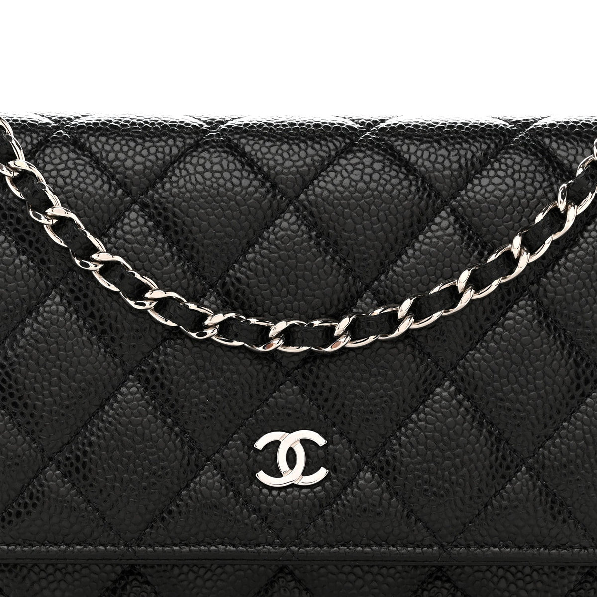 Caviar Quilted Wallet on Chain WOC Black