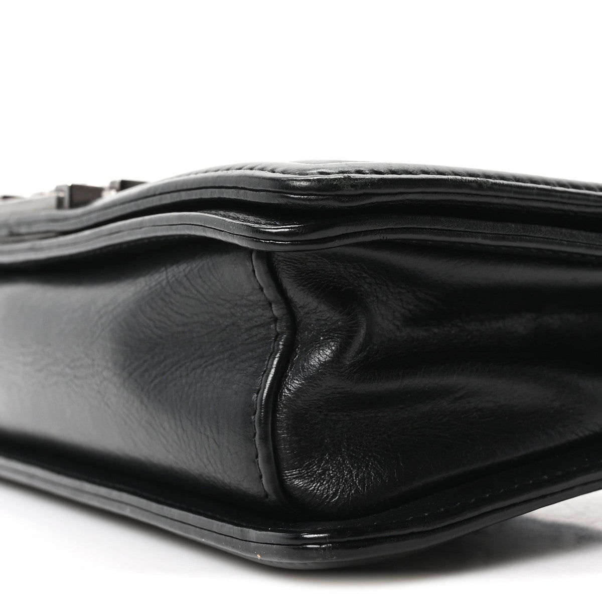 Calfskin Crystal Embossed Medium Boy Flap Black