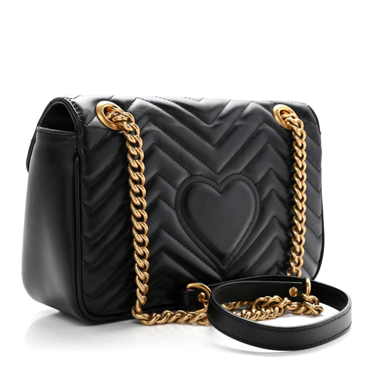 Calfskin Matelasse Small GG Marmont Shoulder Bag Black