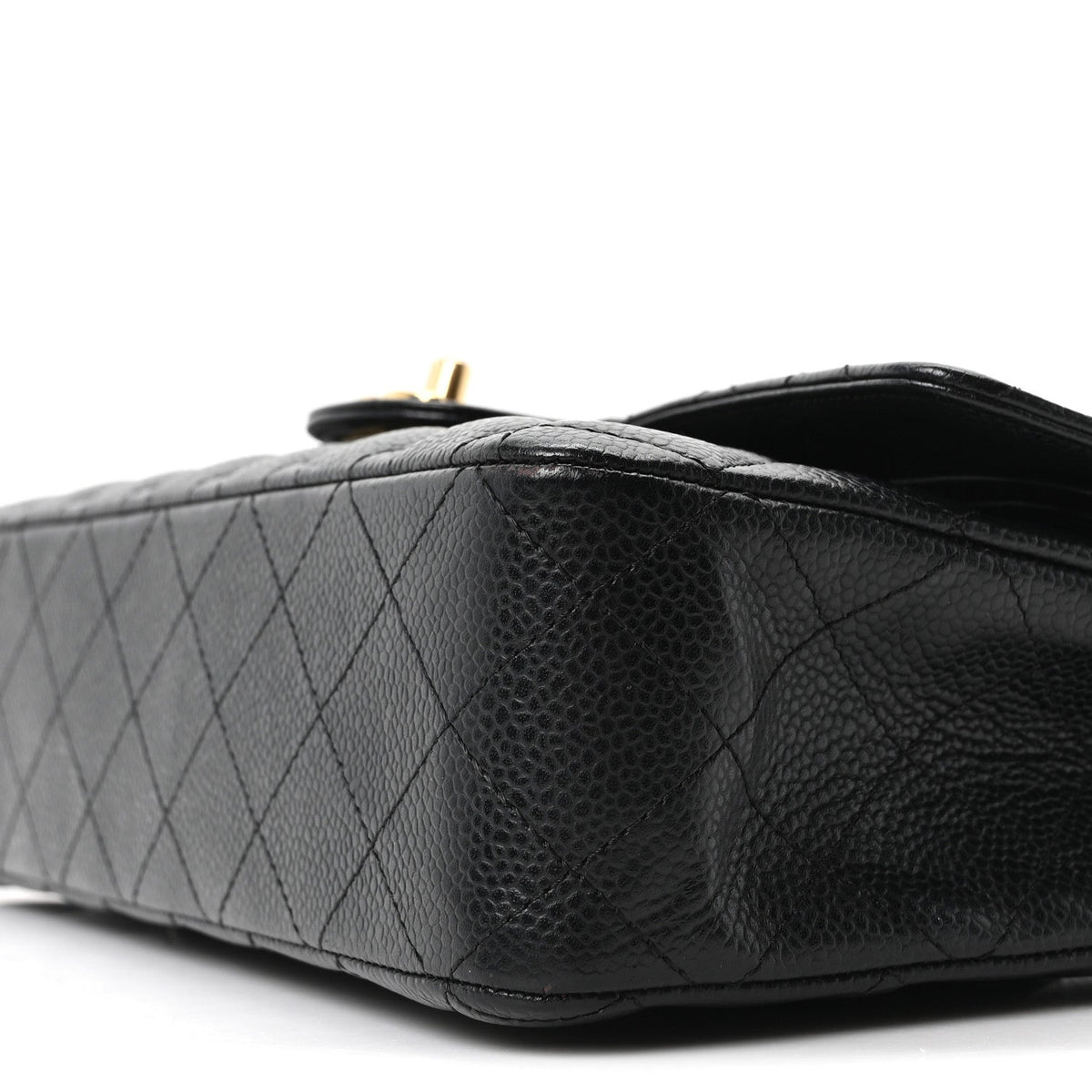 Caviar Quilted Medium Double Flap Black