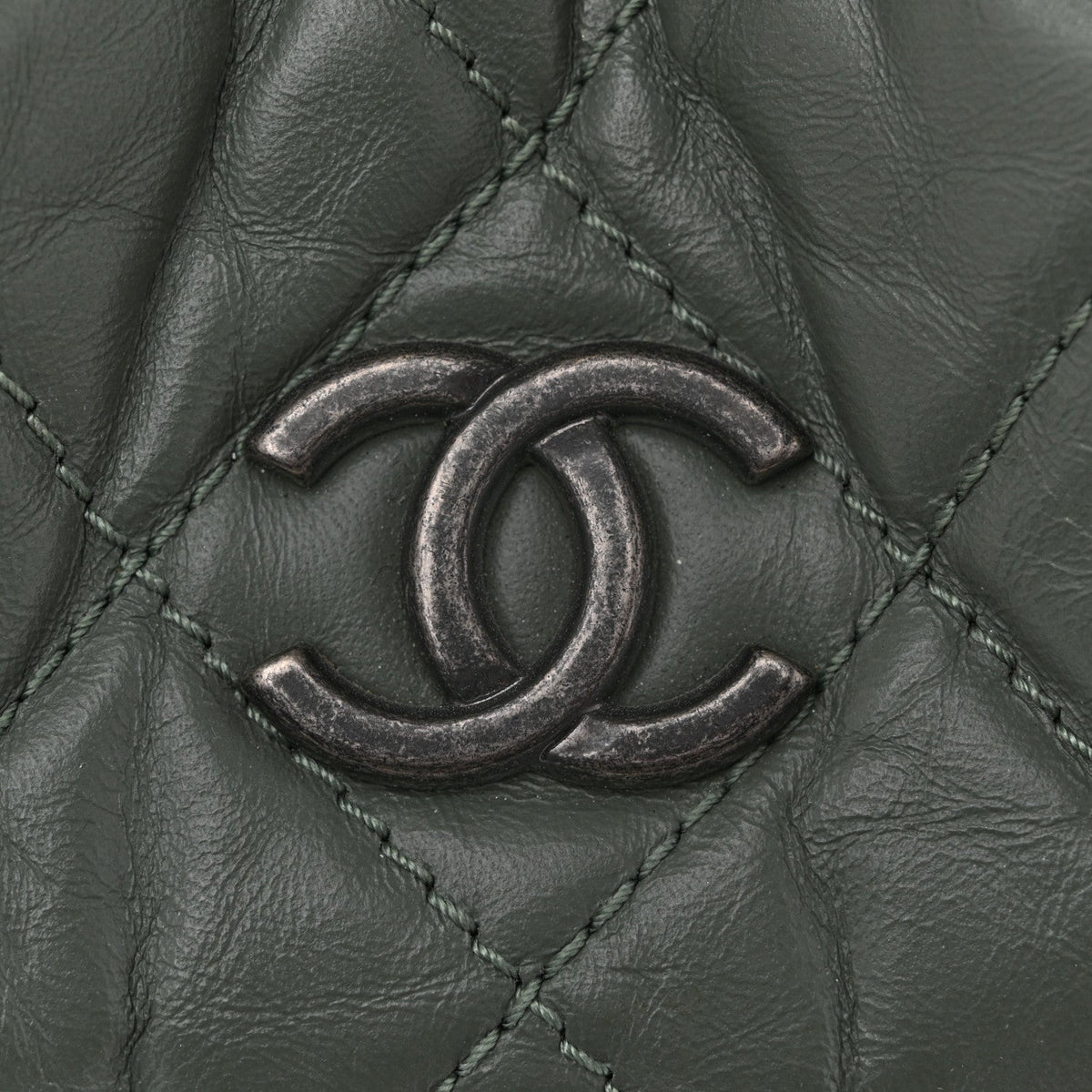 Aged Calfskin Quilted Small Gabrielle Backpack Green