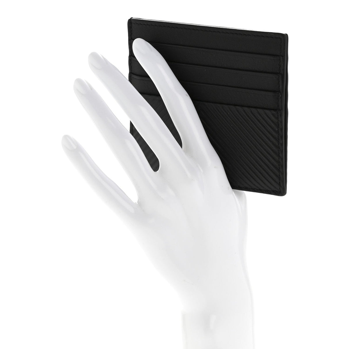 Textured Calfskin Plain Cardholder Black