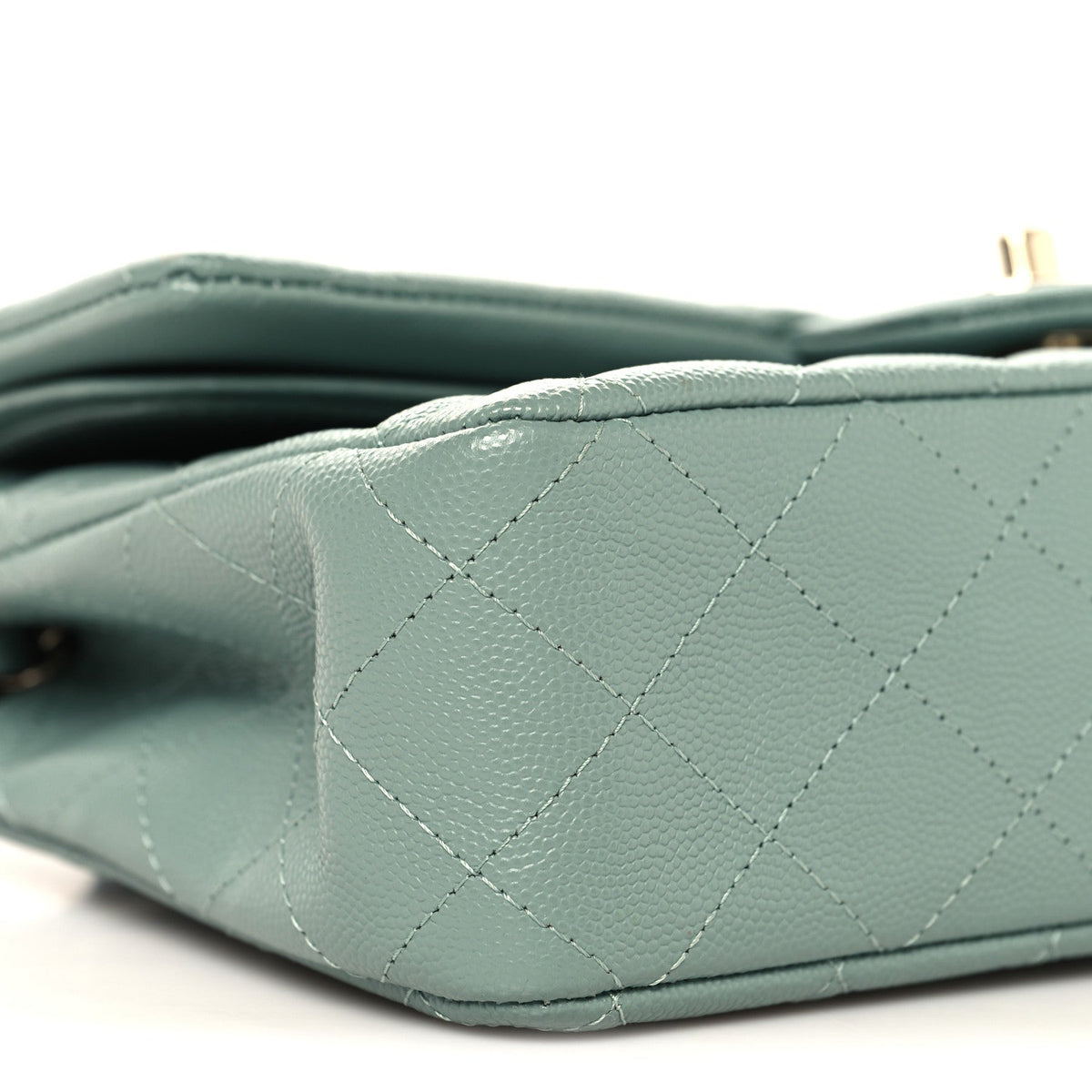 Caviar Quilted Medium Double Flap Dark Green