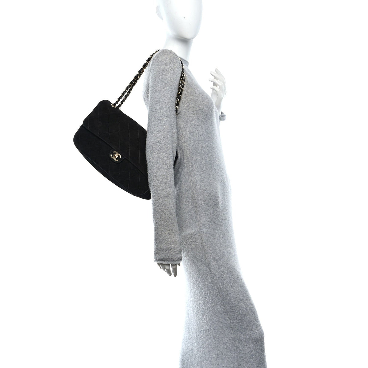 Suede Calfskin Small Souplissimo Maxi Flap Black