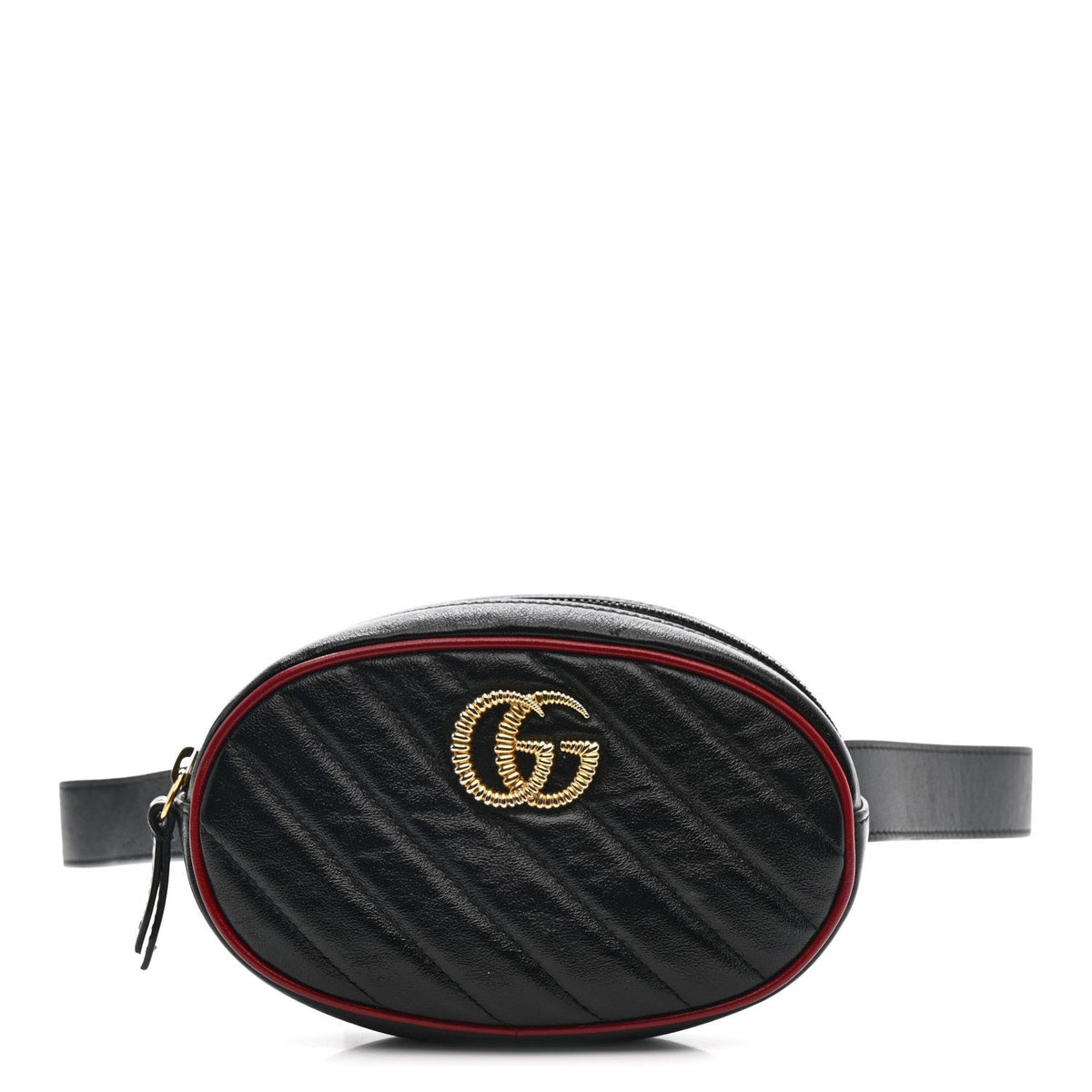 Azalea Calfskin Matelasse Diagonal Torchon GG Marmont Belt Bag 85 34 Black Romantic Cerise