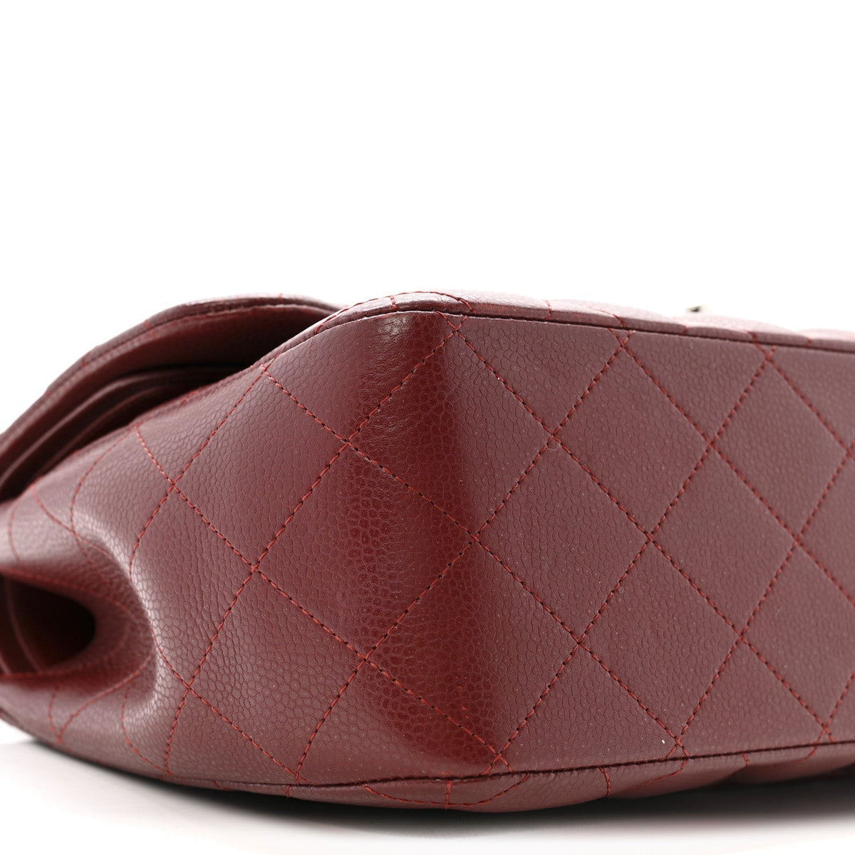 Caviar Quilted Jumbo Double Flap Dark Red