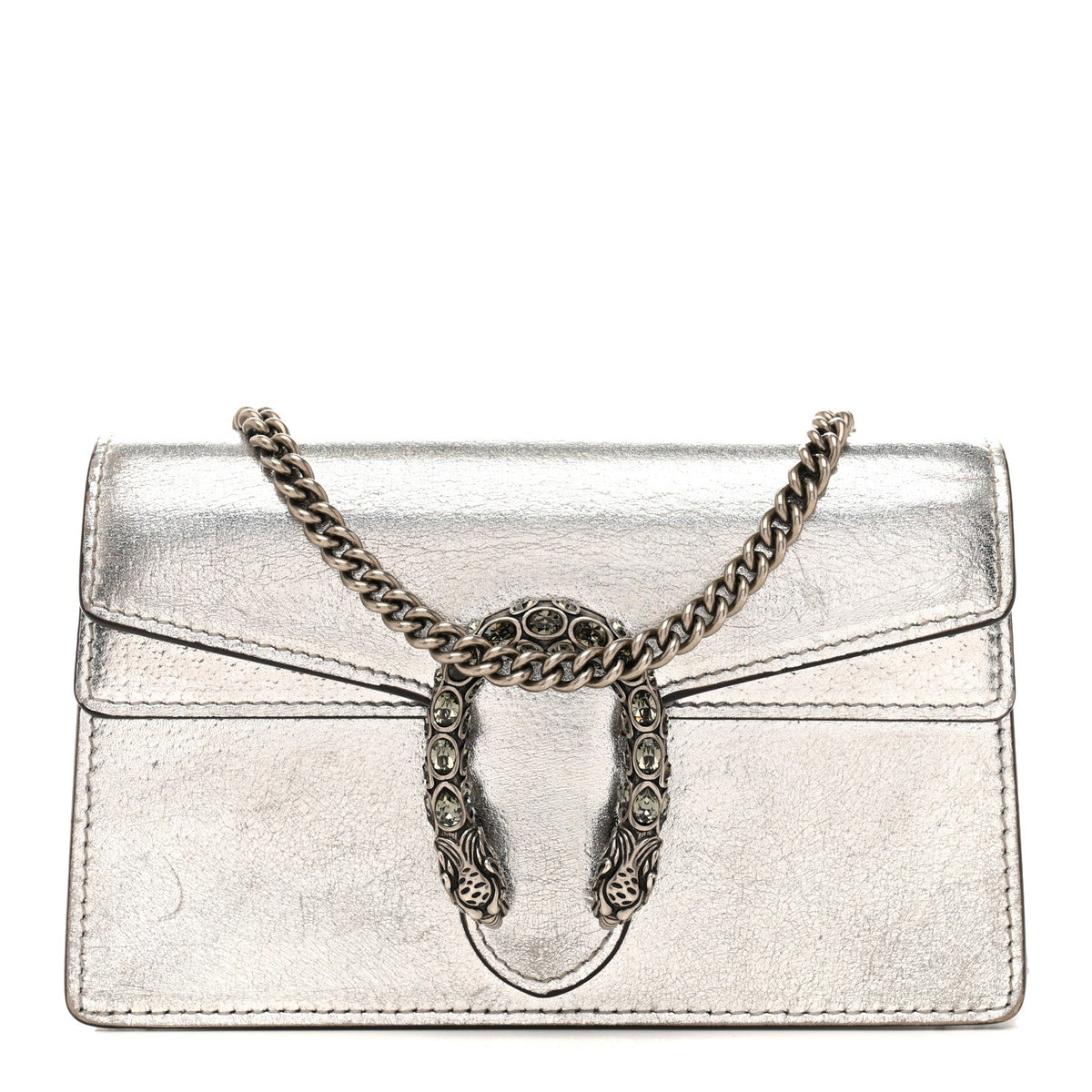 Metallic Calfskin Super Mini Dionysus Shoulder Bag Silver