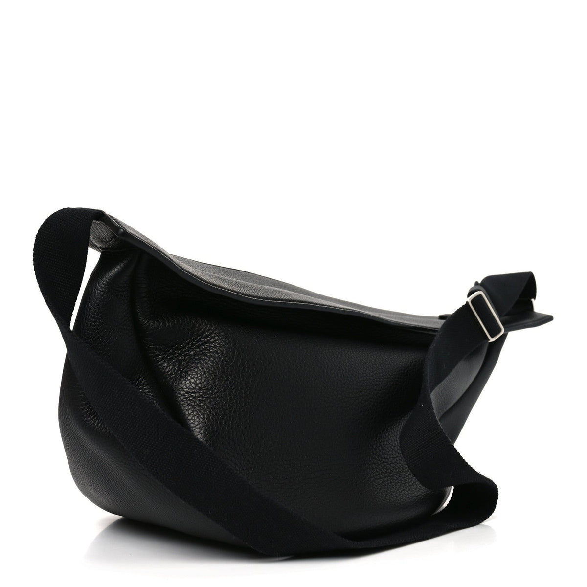 Grained Calfskin Large Slouchy Banana Bag Black