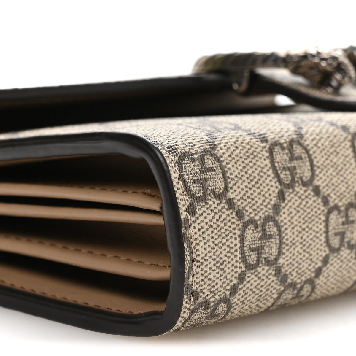 GG Supreme Monogram Mini Dionysus Chain Wallet Beige Taupe