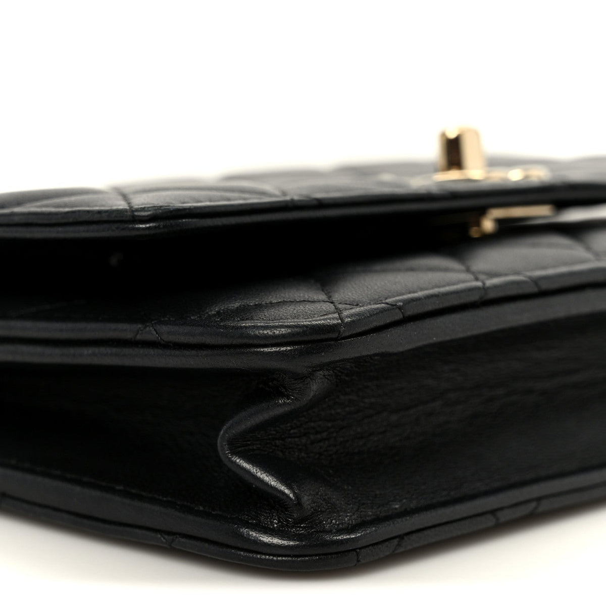 Lambskin Quilted Trendy CC Wallet On Chain WOC Black