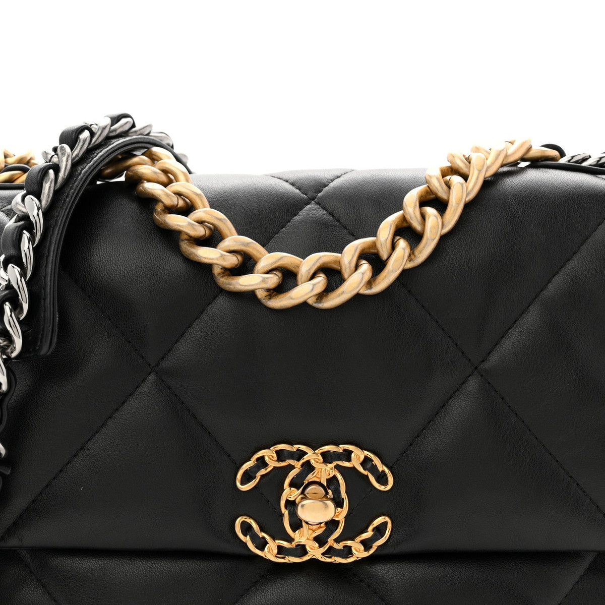 Lambskin Quilted Medium Chanel 19 Flap Black