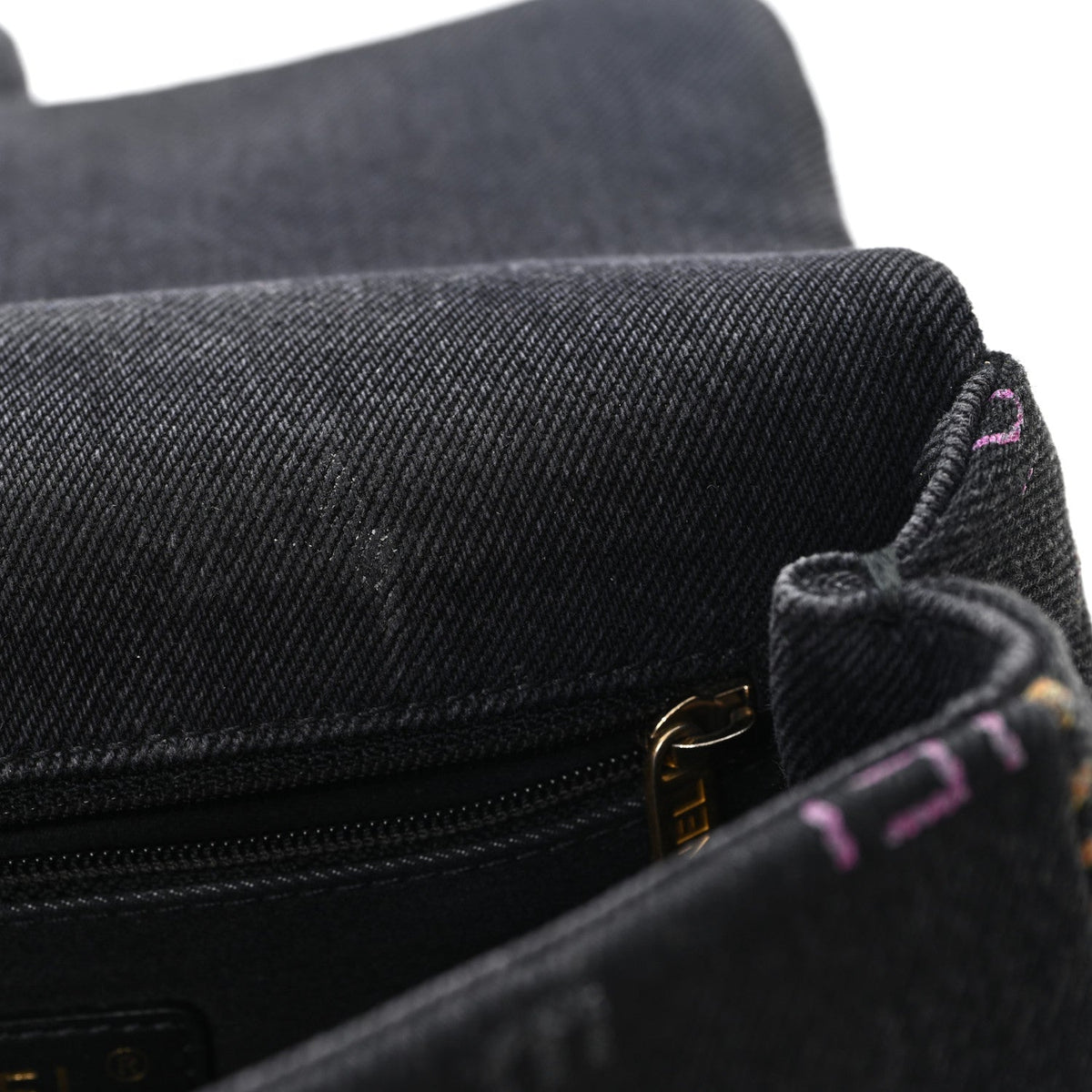 Denim Quilted Denim Mood Mini Rectangular Flap Black Multicolor