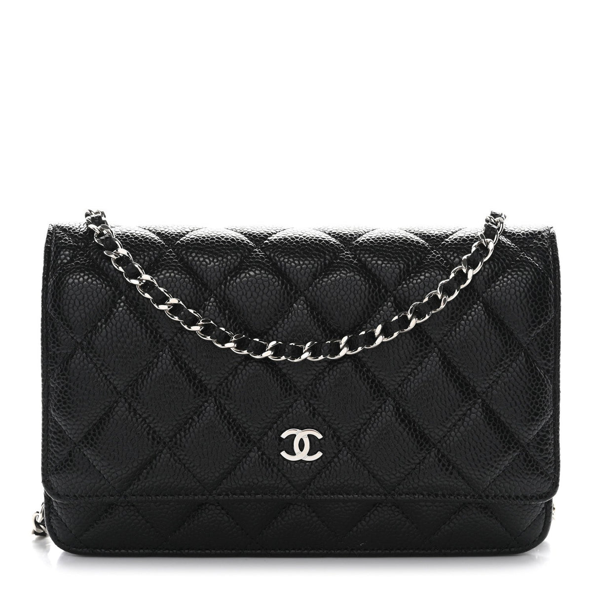 Caviar Quilted Wallet on Chain WOC Black