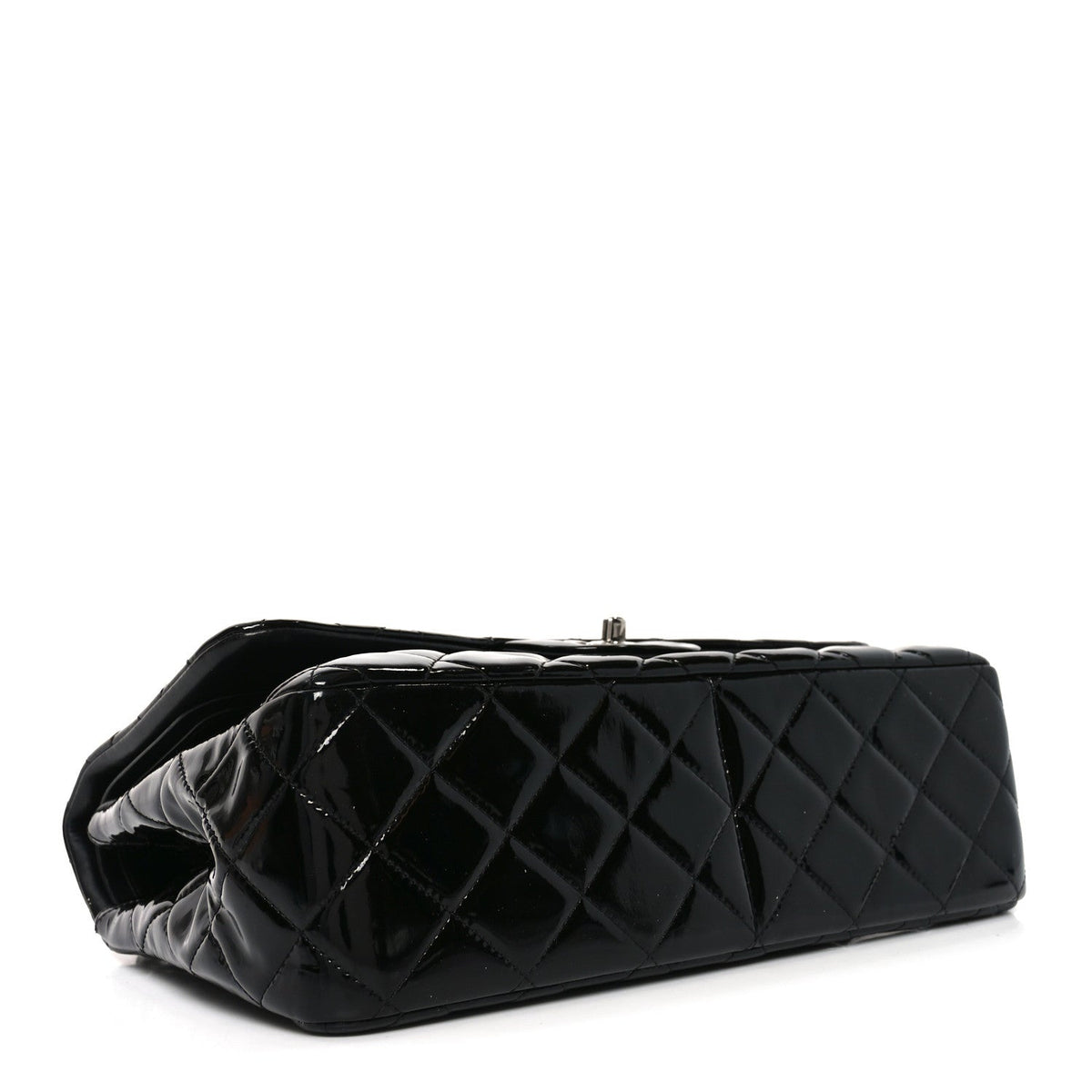 Patent Quilted Jumbo Double Flap Black