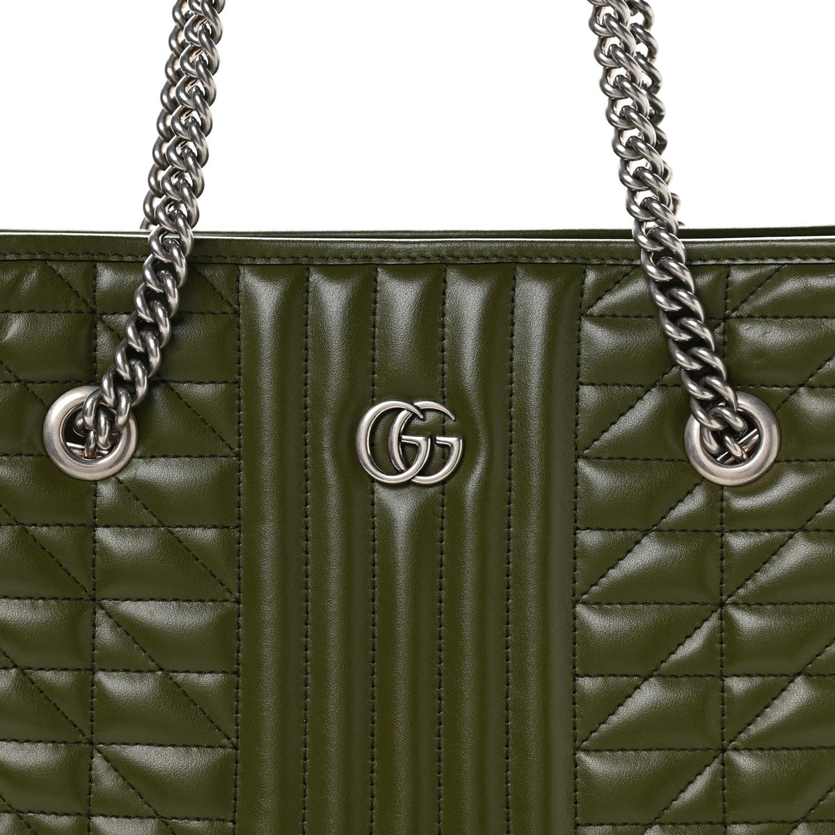 Calfskin Matelasse Aria Medium GG Marmont Shoulder Tote Military Wood