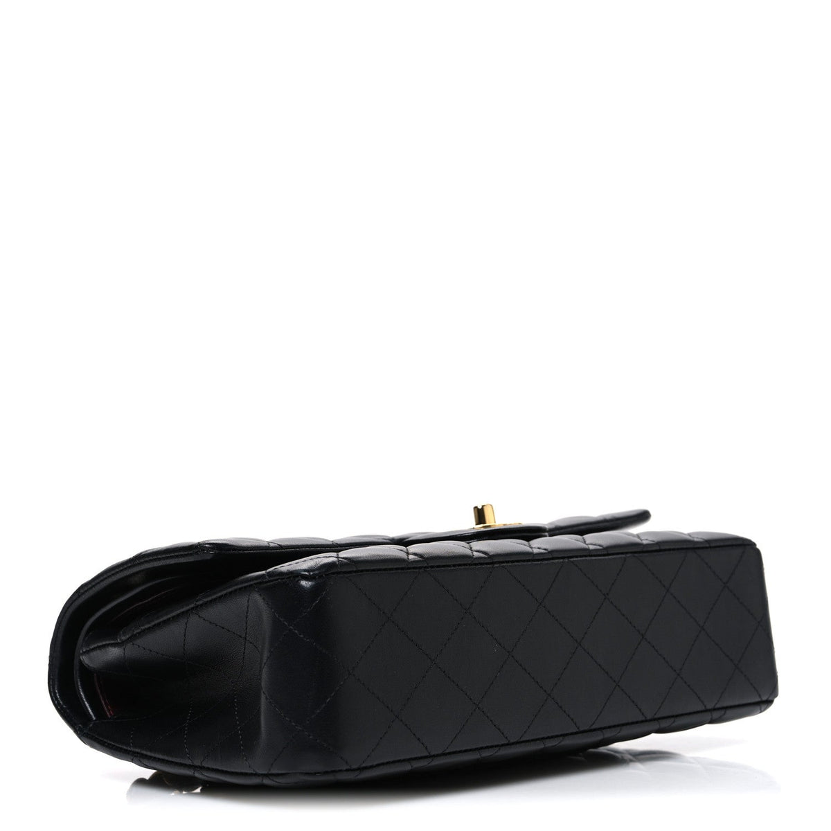 Lambskin Quilted Medium Double Flap Black