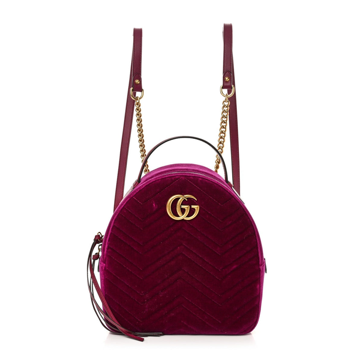 Velvet Matelasse GG Marmont Dome Backpack Fuchsia Violet Cyclamen