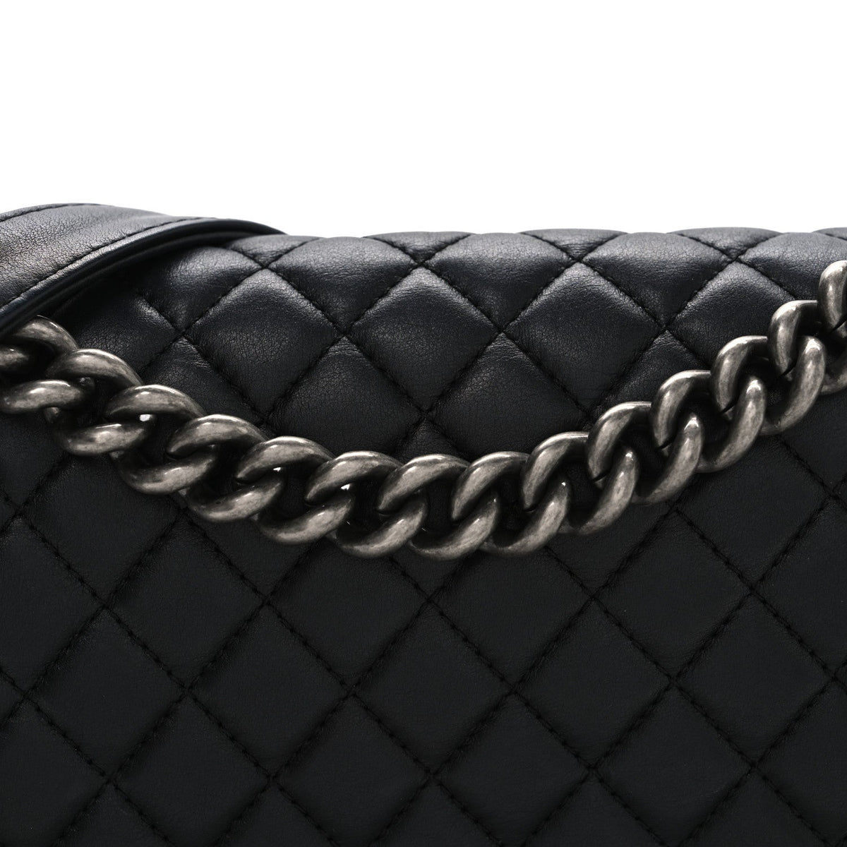 Lambskin Quilted Medium Boy Flap Black
