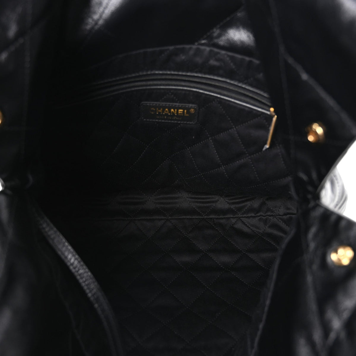 Shiny Calfskin Quilted Small Chanel 22 Black