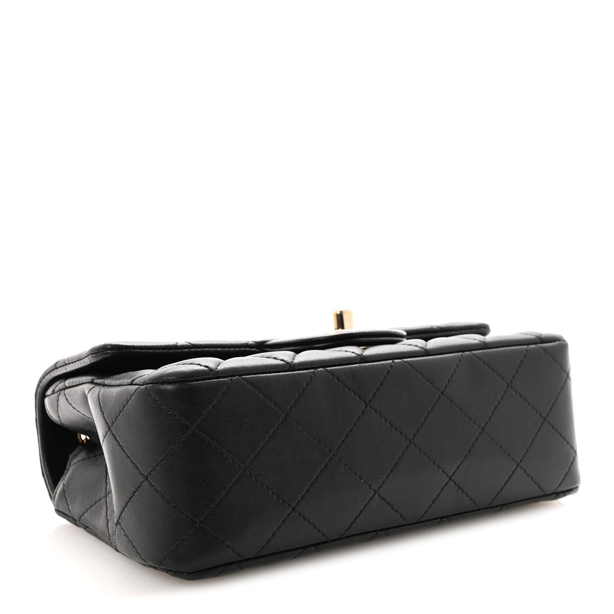 Lambskin Quilted Mini Rectangular Flap Black