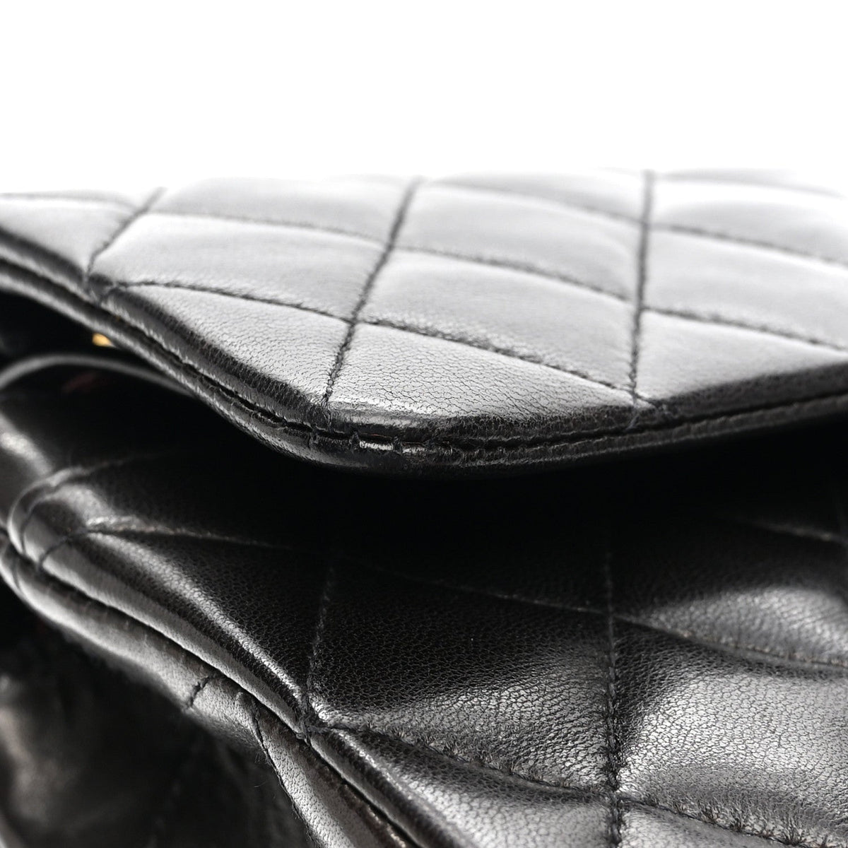 Lambskin Quilted Small Double Flap Black