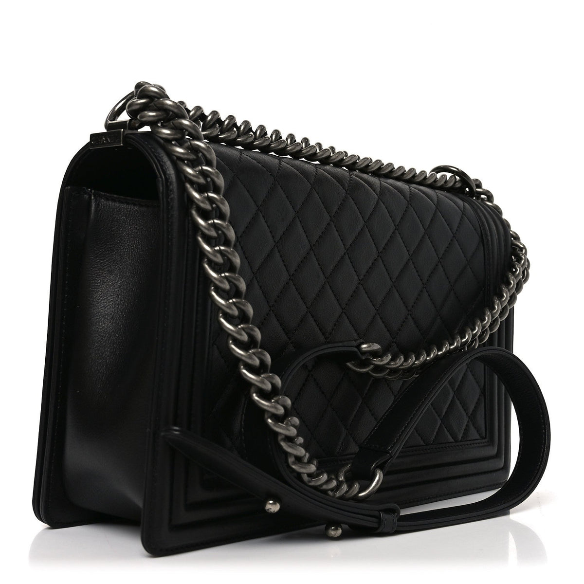Calfskin Quilted New Medium Boy Flap Black