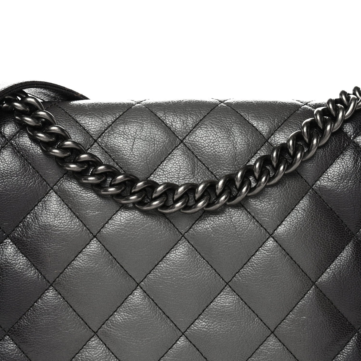 Goatskin Ombre Faded Quilted Large Boy Flap Grey