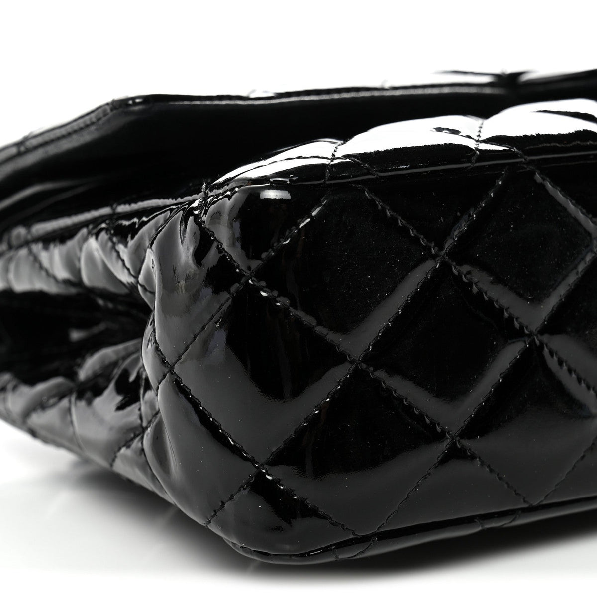 Patent Quilted Medium Double Flap Black