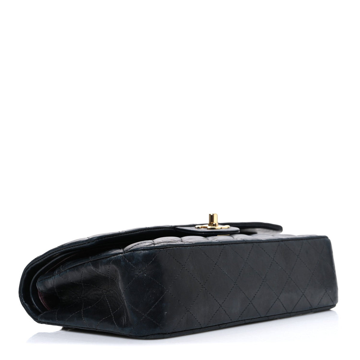 Lambskin Quilted Medium Double Flap Black
