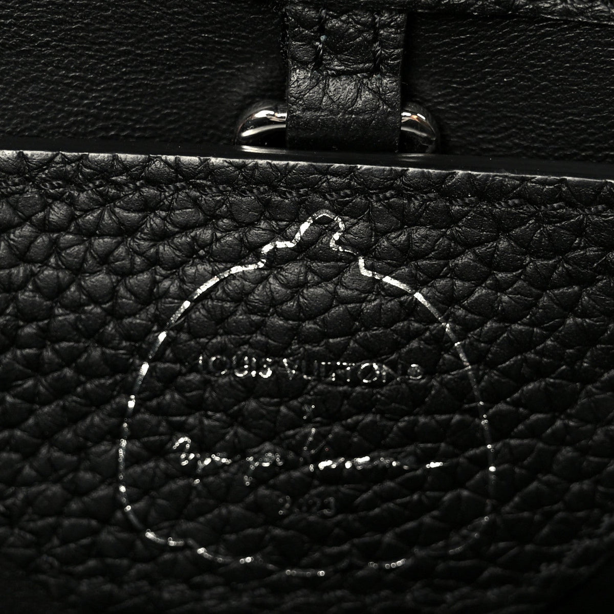 LV X YK Taurillon Inlaid Kusama Flowers Capucines BB Black
