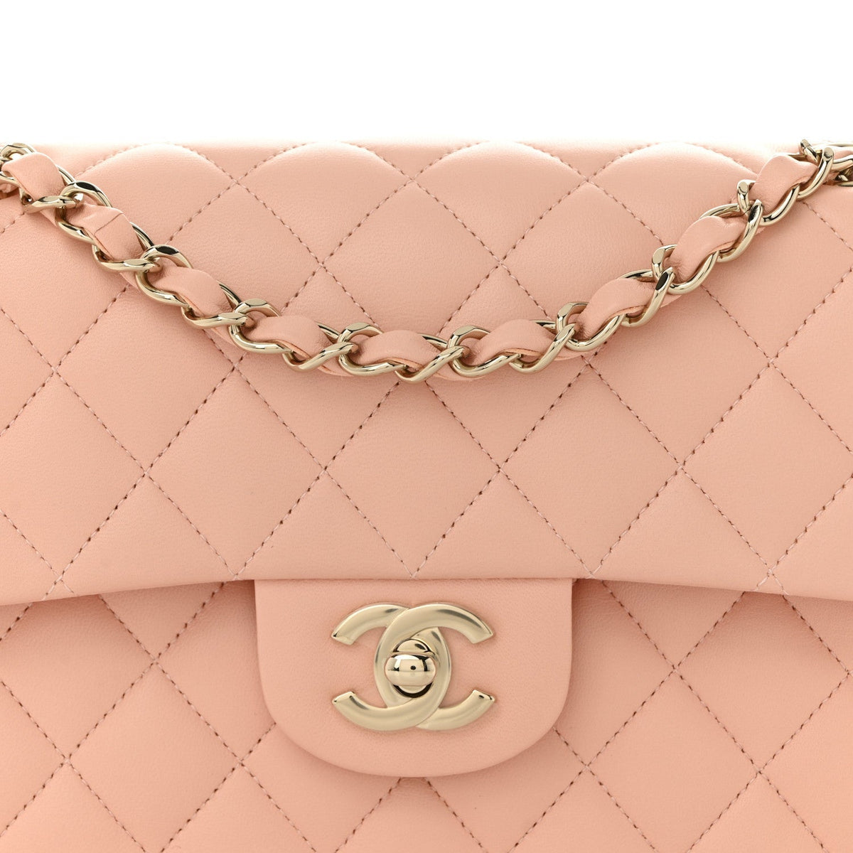 Lambskin Quilted Small Double Flap Light Orange