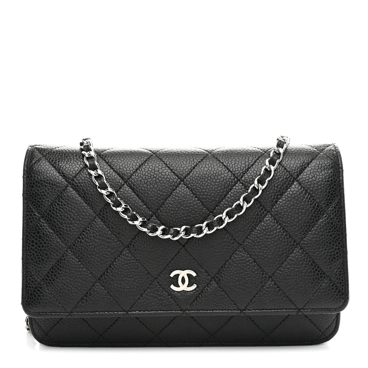Caviar Quilted Wallet on Chain WOC Black