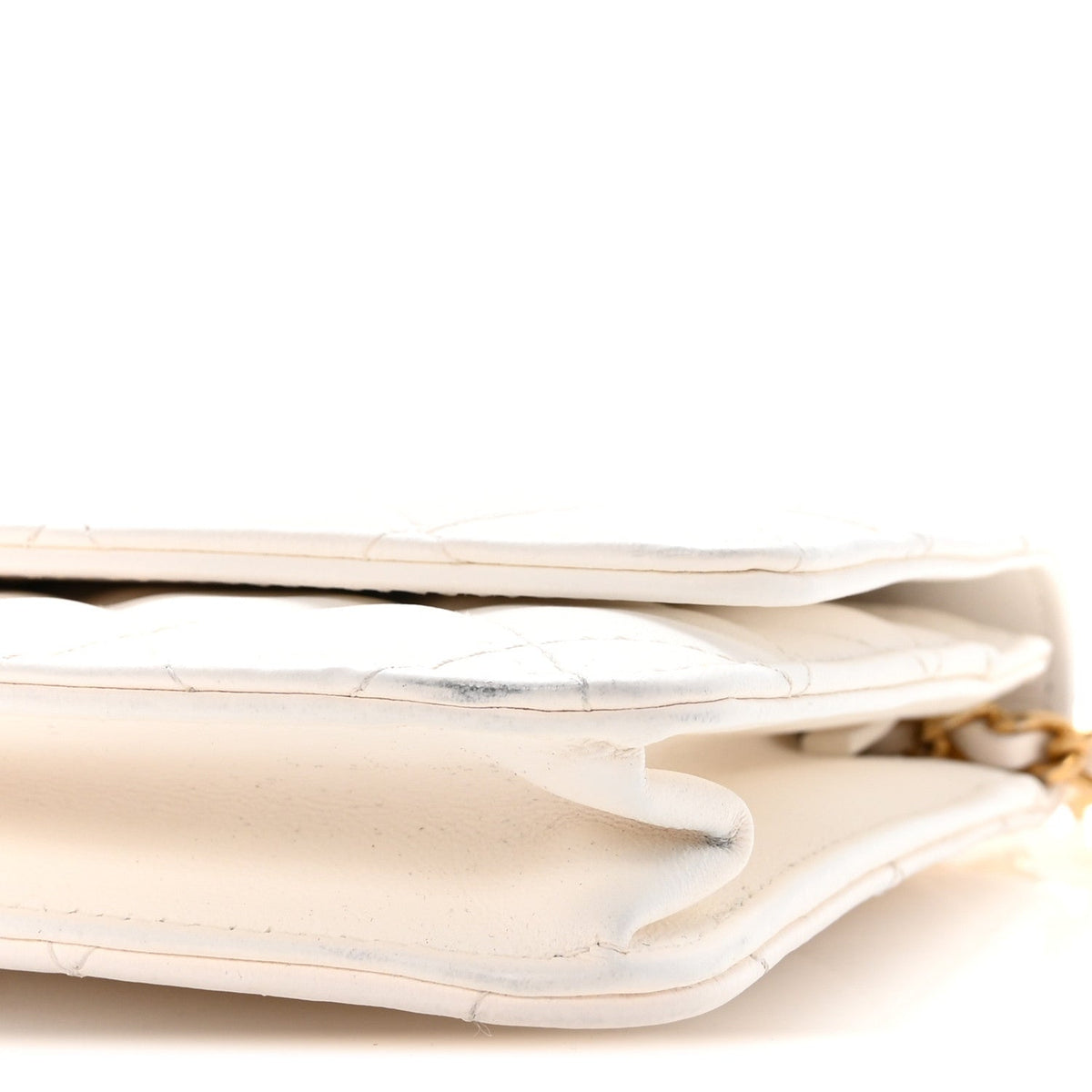 Lambskin Quilted Romance Wallet On Chain WOC White