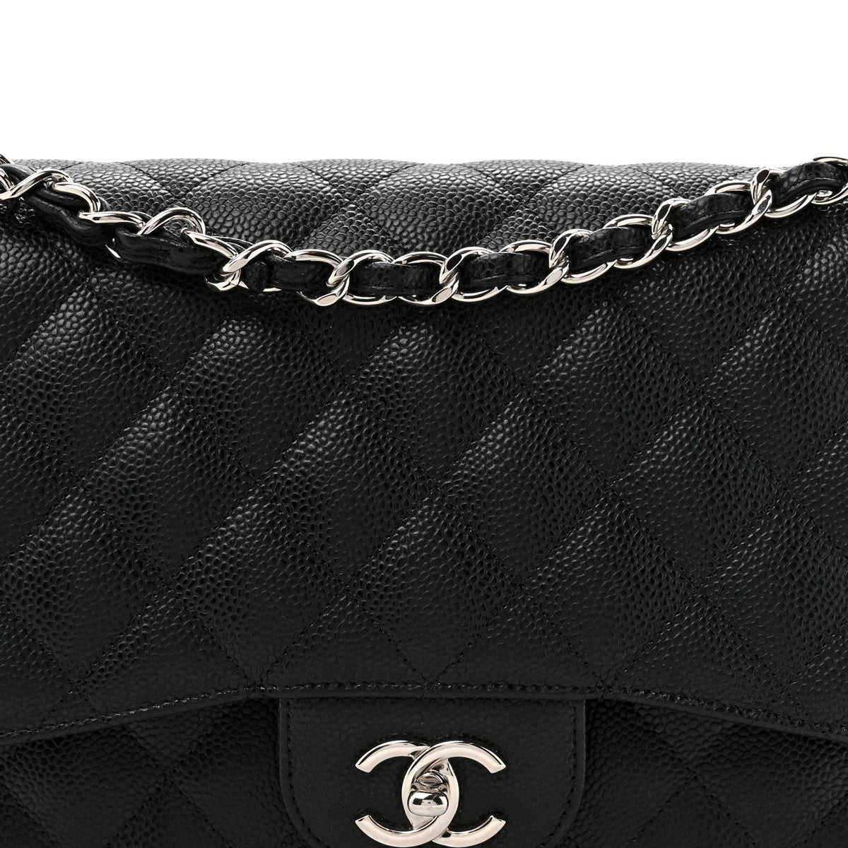 Caviar Quilted Jumbo Double Flap Black