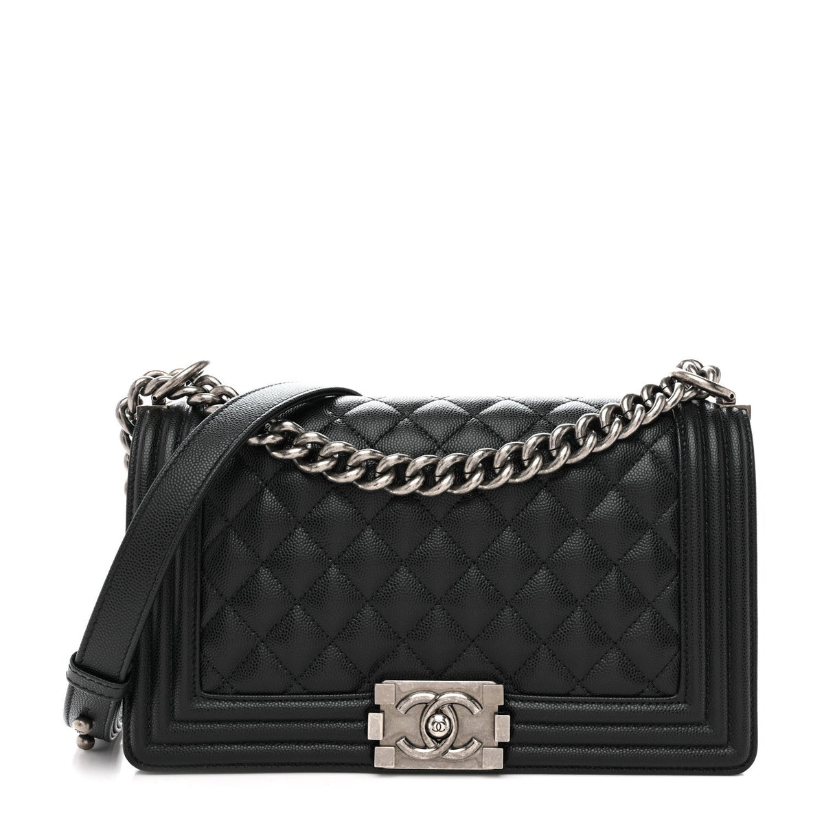 Caviar Quilted Medium Boy Flap Black