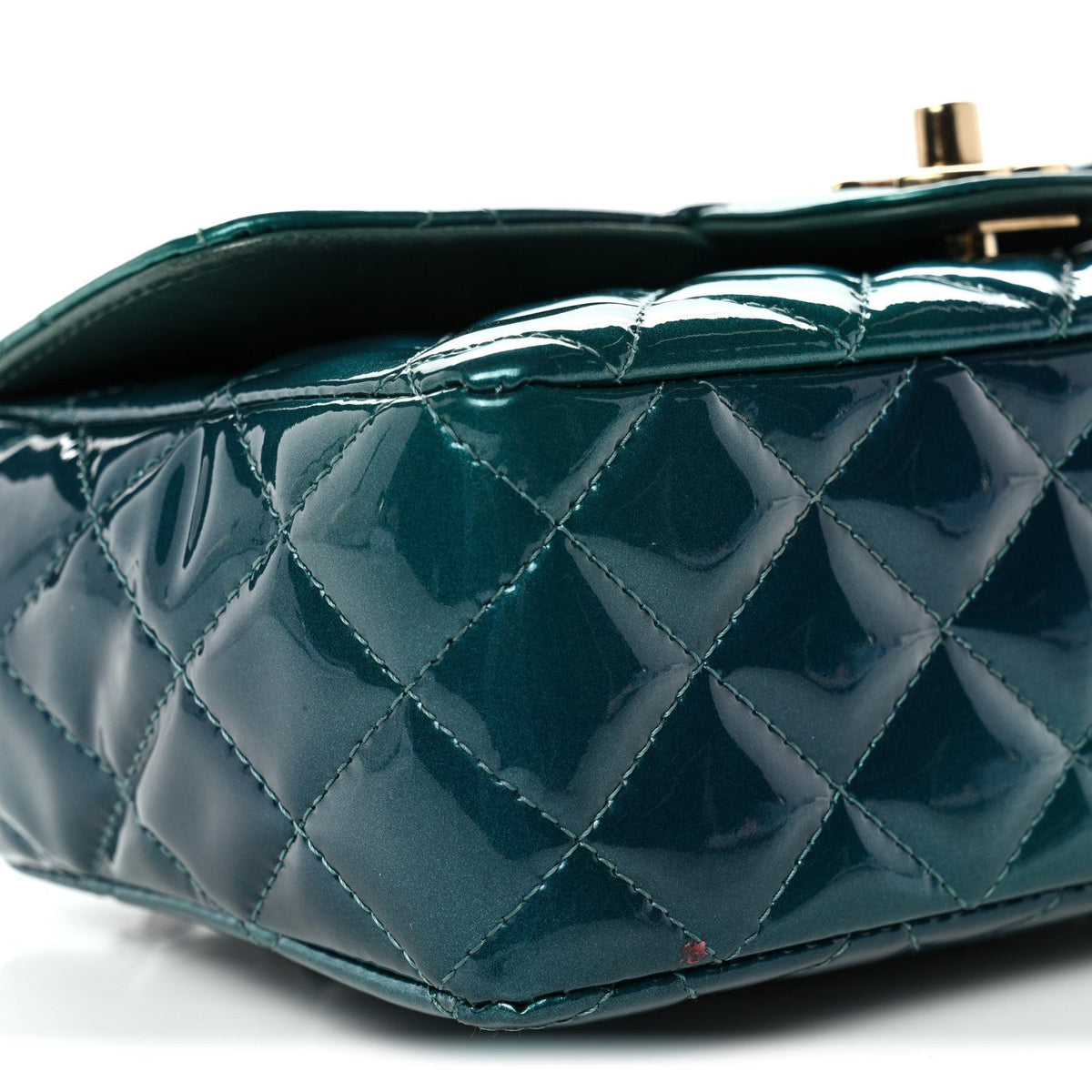 Shaded Patent Calfskin Quilted Mini Rectangular Flap Green Blue
