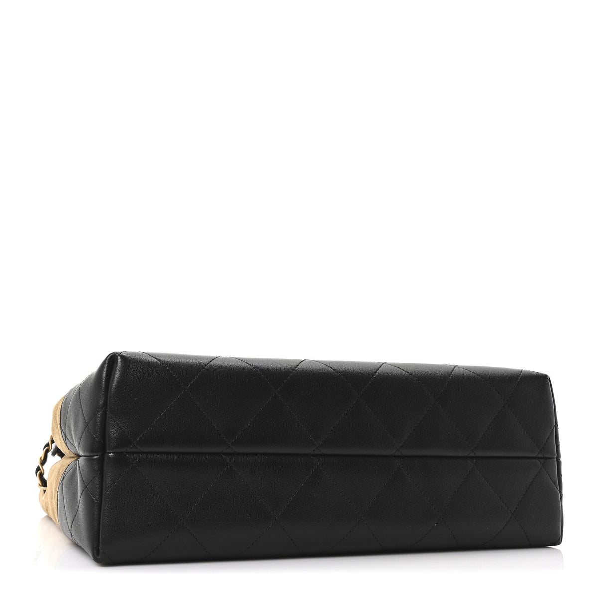Suede Calfskin Shiny Lambskin Quilted Small Coco Base Shopping Bag Beige Black