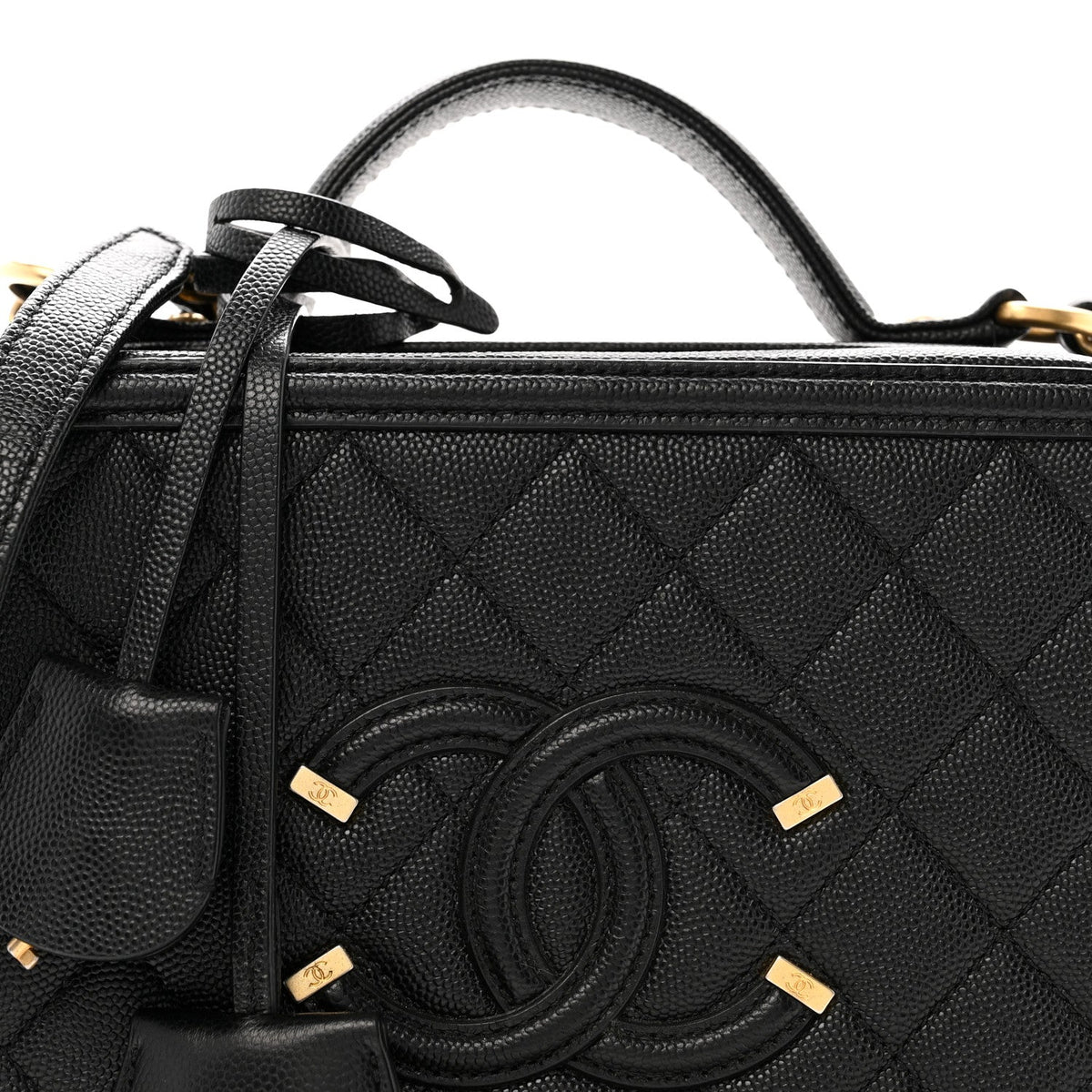 Caviar Quilted Medium CC Filigree Vanity Case Black