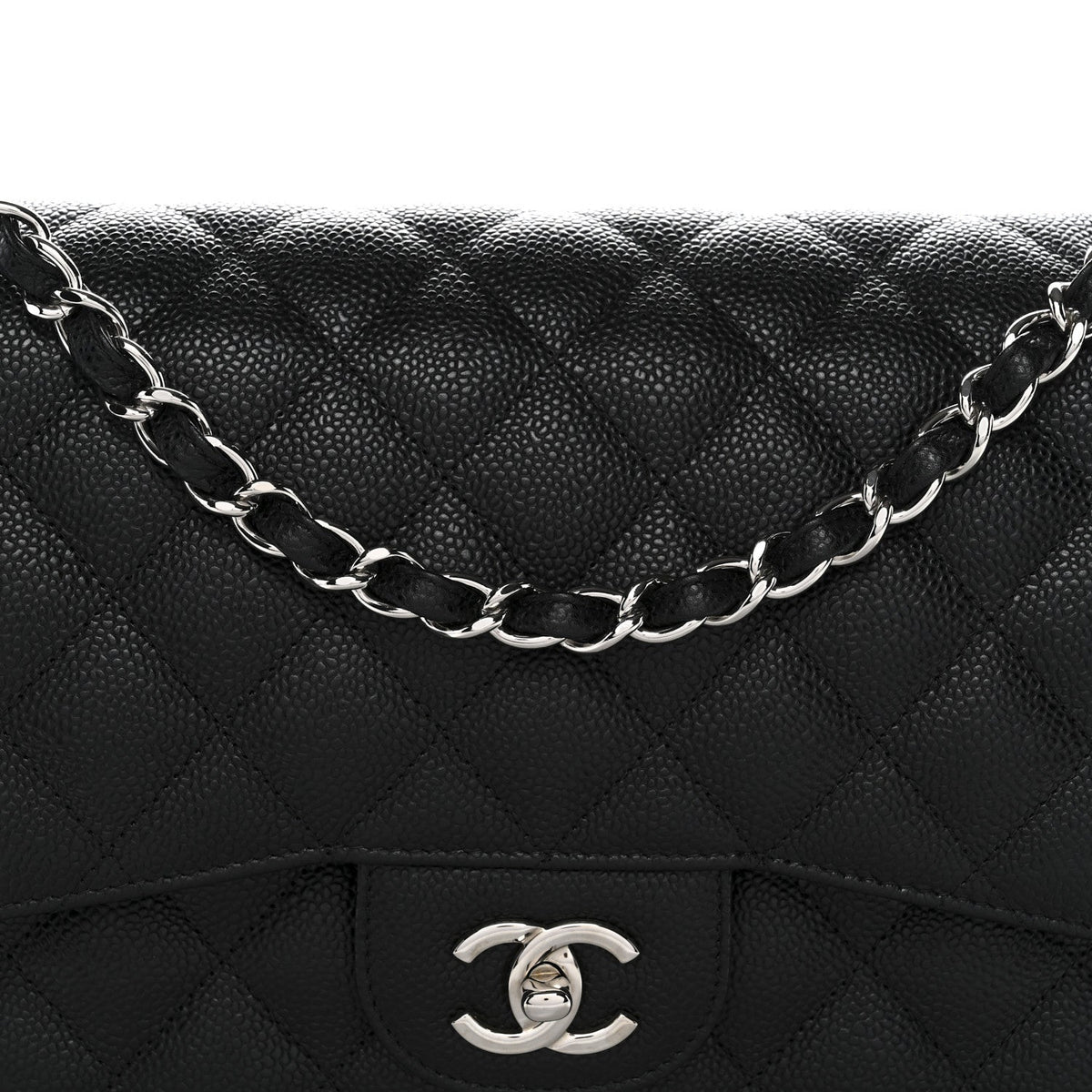 Caviar Quilted Jumbo Double Flap Black