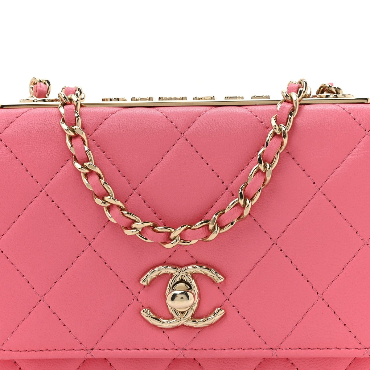 Lambskin Quilted Mini Trendy CC Wallet On Chain WOC Pink