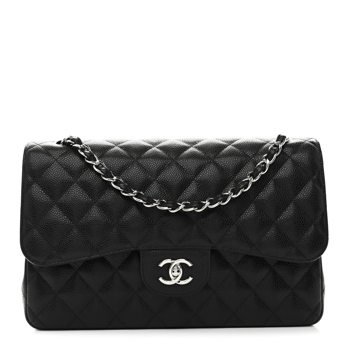 Caviar Quilted Jumbo Double Flap Black