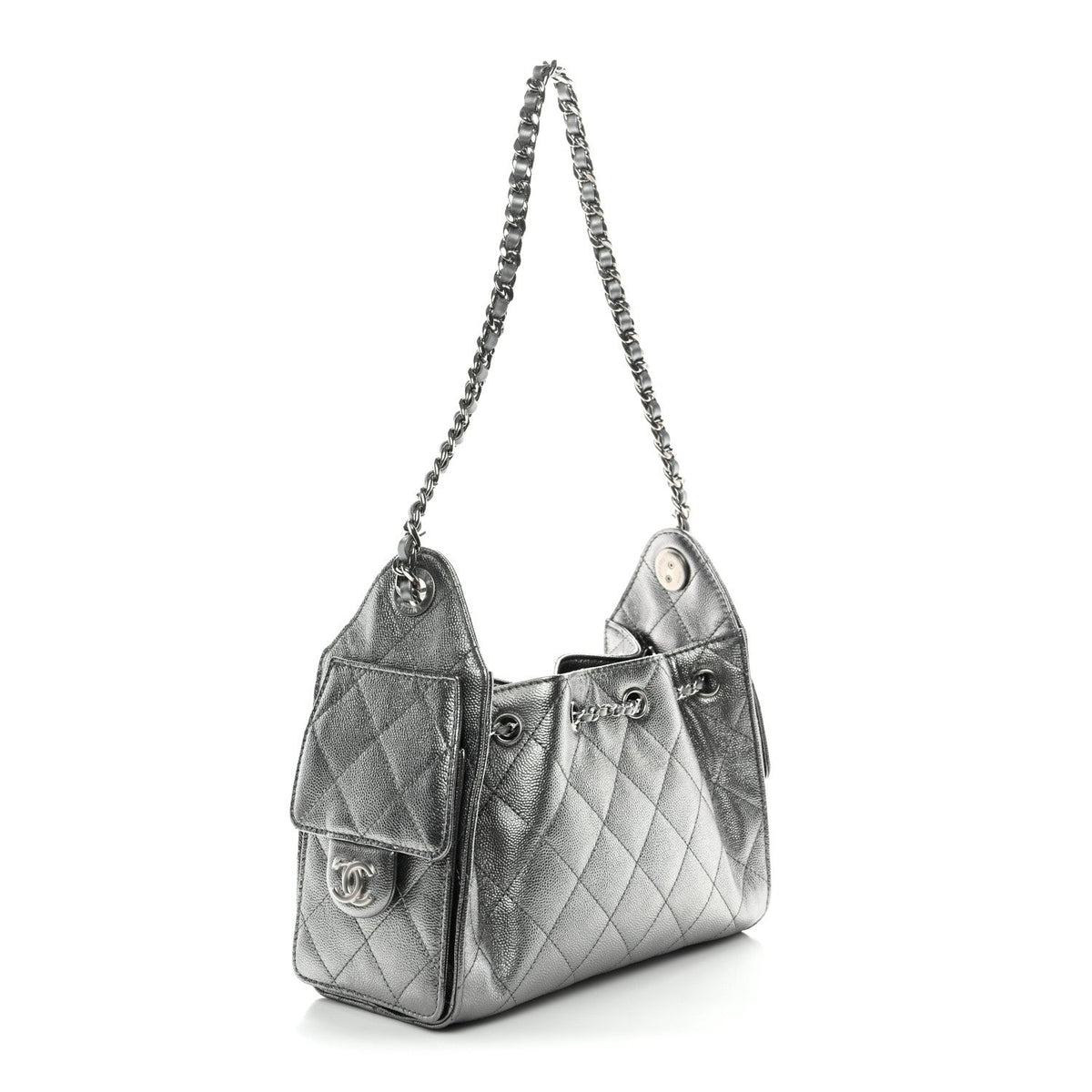 Metallic Caviar Quilted Mini Chanel 25 Handbag Anthracite